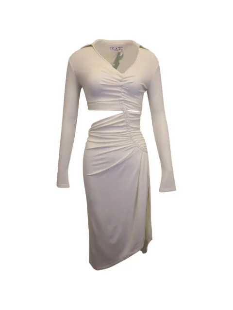 Off-White Pre-Owned asymmetric cutout ruched dress Neutrals NAPPUUSCL365994W