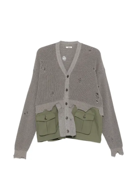 KHOKI distressed pocket cardigan Grey 26SSK02
