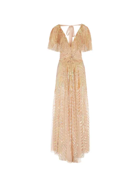 Temperley London tie neck maxi dress Neutrals 00COHEV53209