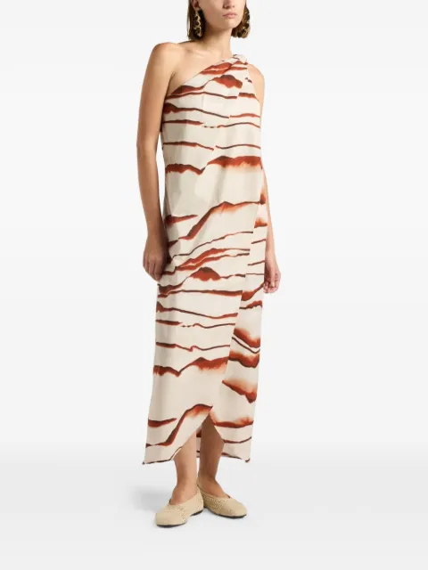 Liviana Conti Artemide one-shoulder abstract-print dress Neutrals L6SU22
