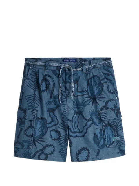 Scotch & Soda graphic-print drawstring shorts Blue SU182332