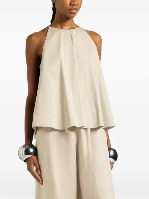 Liviana Conti Hope halterneck pleated top Neutrals L6SK02