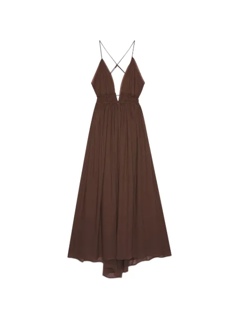 Ottod'Ame plunging cross-back dress Brown DA5367