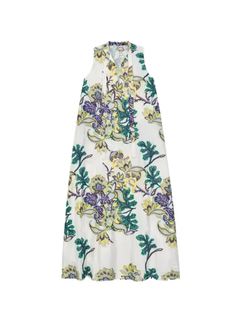 PSOPHIA floral-print tie-neck dress White 227DRS2709