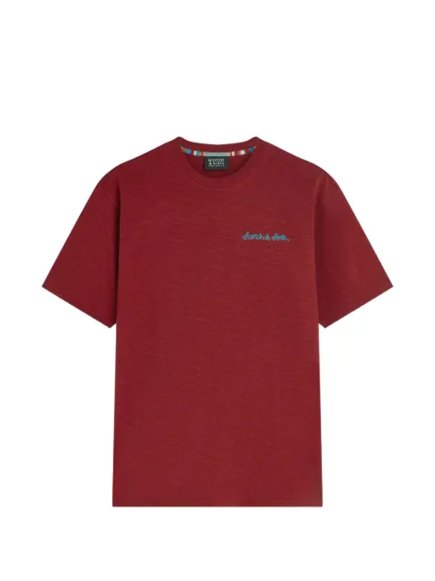 Scotch & Soda logo-embroidered slub-texture T-shirt Red SU182285