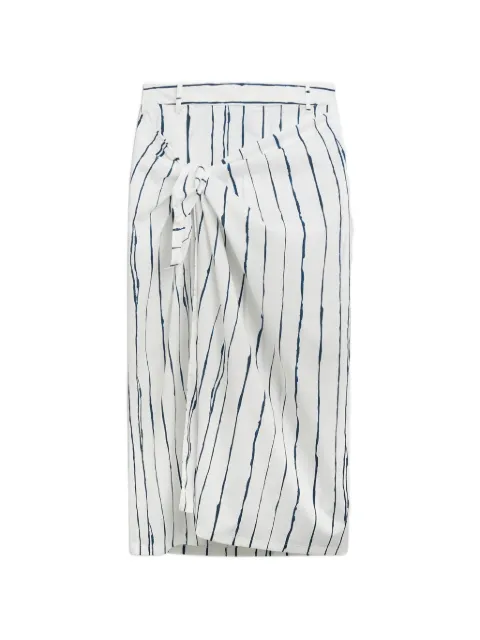 Liviana Conti Lindsey stripe-print tie-waist midi skirt White L6SU06