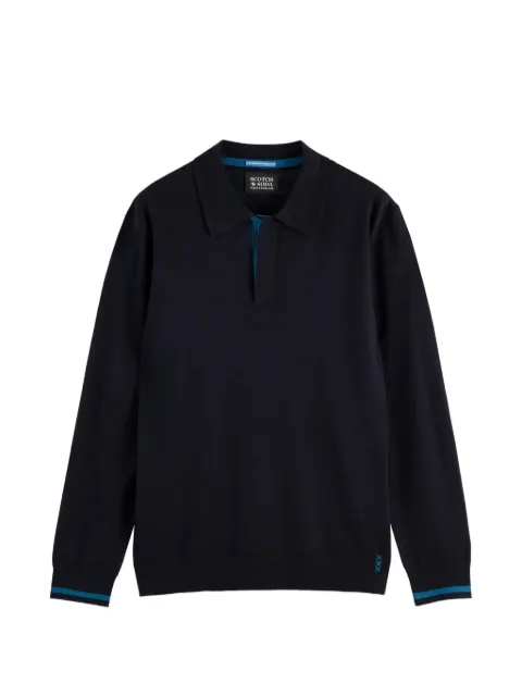 Scotch & Soda long-sleeve knitted polo shirt Grey WI181833