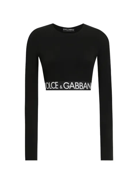 Dolce & Gabbana long-sleeve crop top Black F8N51TGDCML