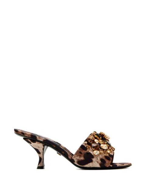Dolce & Gabbana leopard jewelled sandals Brown CR1920A0079