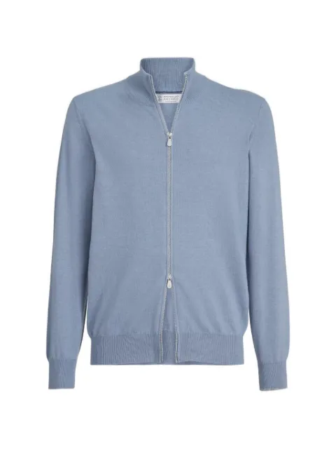 Brunello Cucinelli cashmere turtleneck cardigan with zipper Blue M2200106CMM56