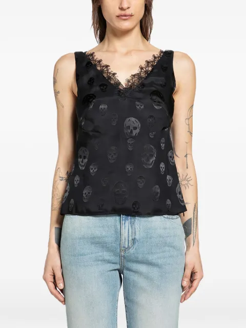 Alexander McQueen lace-trim tank top Black 857599QGABJ