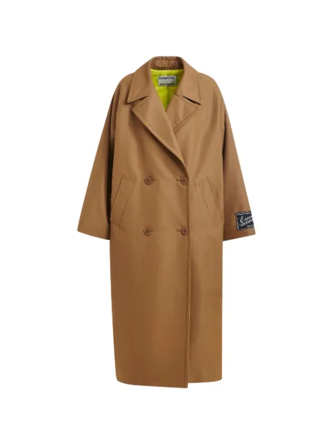 Essentiel Antwerp logo-patch double-breasted coat Brown JOSJE