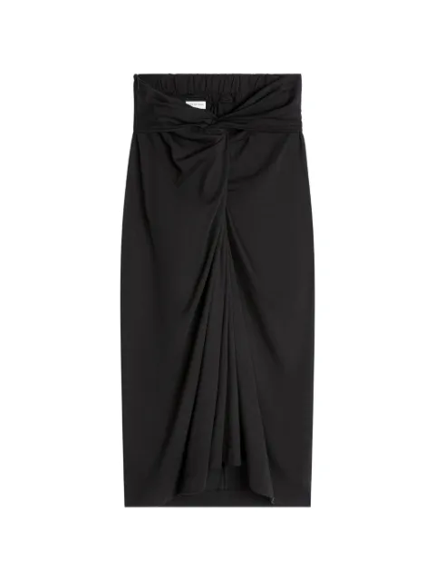 DRIES VAN NOTEN knotted jersey midi skirt Black 2610111093603