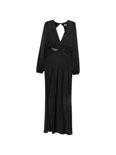 TWINSET lace-insert open-back maxi dress Black 252TP2482