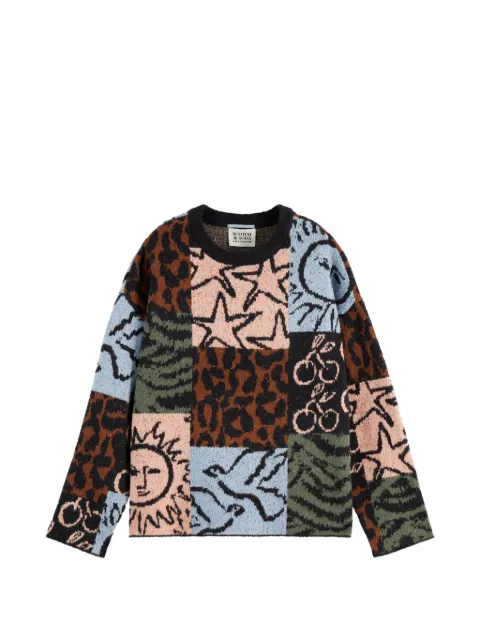 Scotch & Soda patchwork intarsia-knit sweater Brown U9B01036T