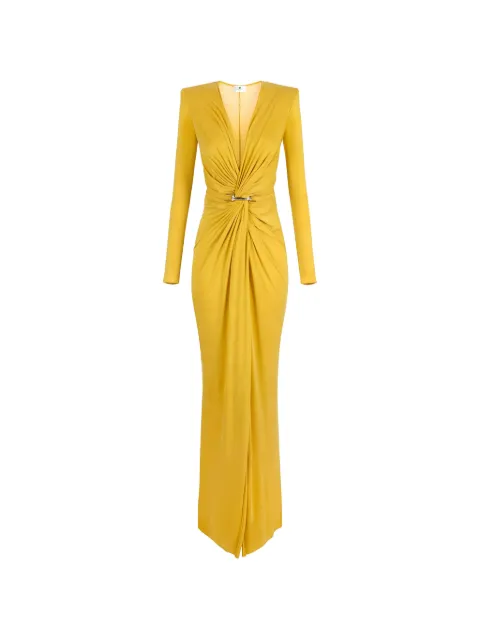 Elisabetta Franchi twisted long-sleeve maxi dress Yellow ABR2961E2