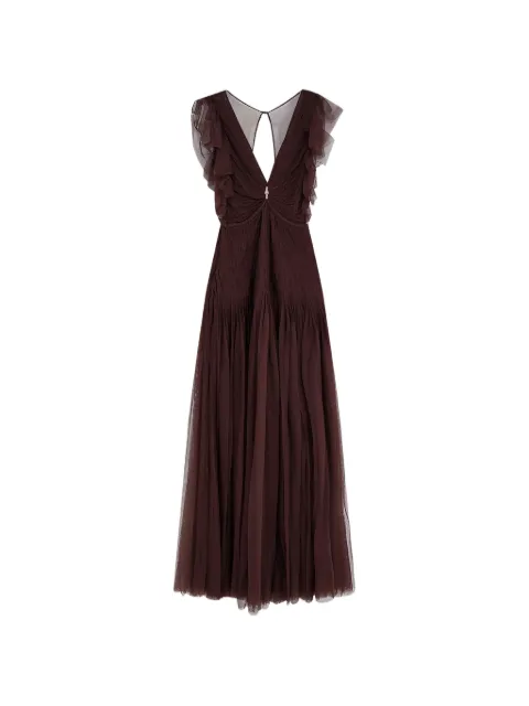 Elisabetta Franchi Red Carpet dress in tulle fabric Brown AR80J62E2