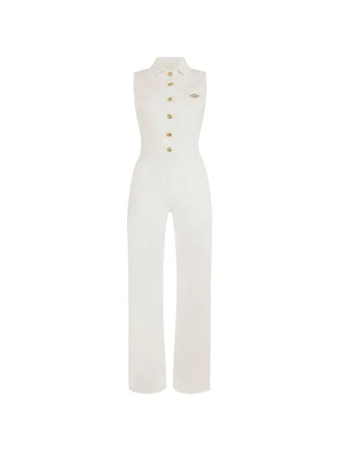 Elisabetta Franchi denim jumpsuit with logo detail Neutrals TJ45N61E2