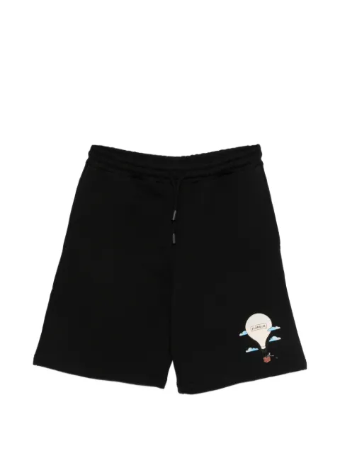 FLÂNEUR Aéronautique drawstring graphic shorts Black FSHO181