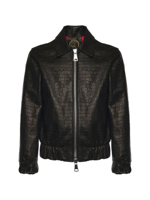 Giuliano Galiano crocodile-effect two-way zip jacket Black GOHARDCOCCONERO