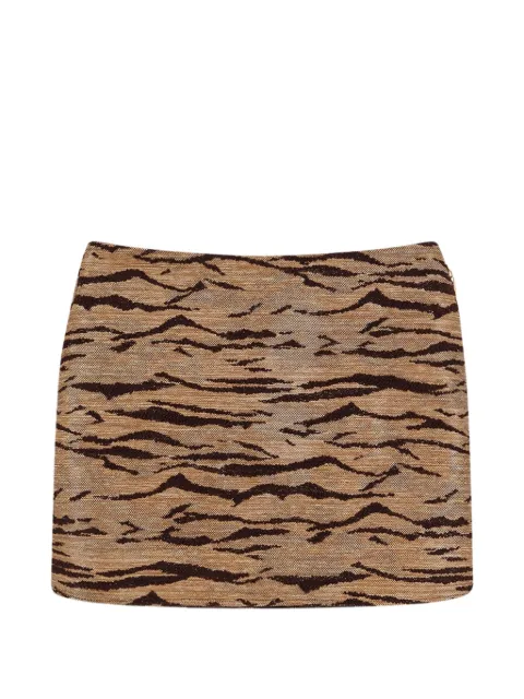 Elisabetta Franchi raffia-effect miniskirt with tiger print Brown GO17762E2