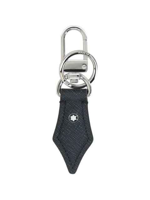 Montblanc leather printed keychain Blue 220358TWEED