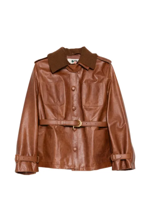Ports 1961 belted leather jacket Brown PW126JLJ02XZC027