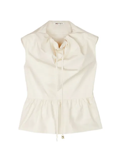 Ports 1961 draped peplum top Neutrals PW126HSS06XWC074