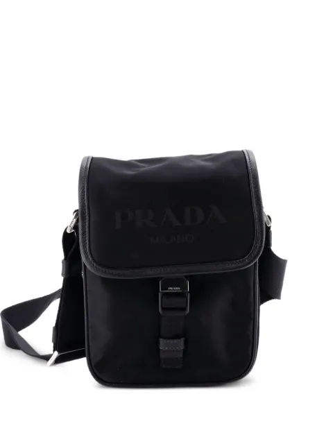Prada Pre-Owned Logo Buckle Messenger Bag Nylon crossbody bag Black YC2YZ1QMPZMHV0OY