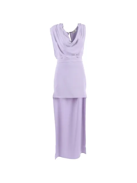 Elisabetta Franchi dress in viscose georgette and crêpe fabrics with train Purple AB91561E2
