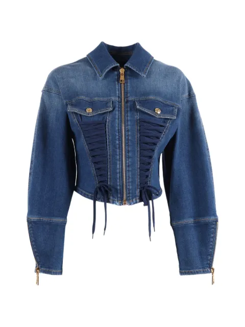 Elisabetta Franchi denim jacket with crossover laces Blue BJ43D61E2