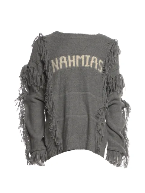 Nahmias crew-neck fringed distressed sweater Grey AW23KW5T16G1020