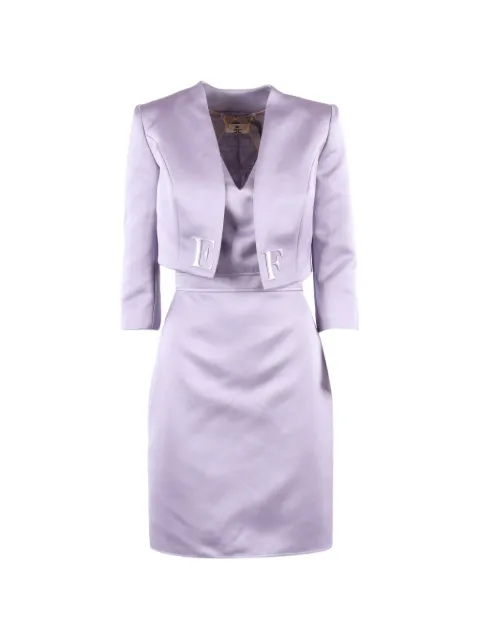 Elisabetta Franchi letter embellished jacket and dress set Purple TB00161E2