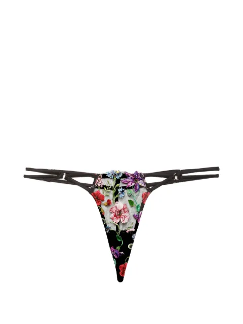 Fleur Du Mal Wildfleur floral thong Black PY05640100