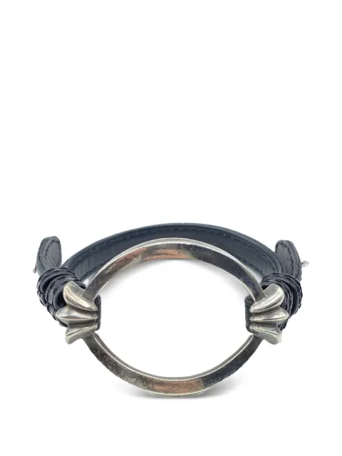 Chrome Hearts open oval leather bracelet Silver CHRM0696