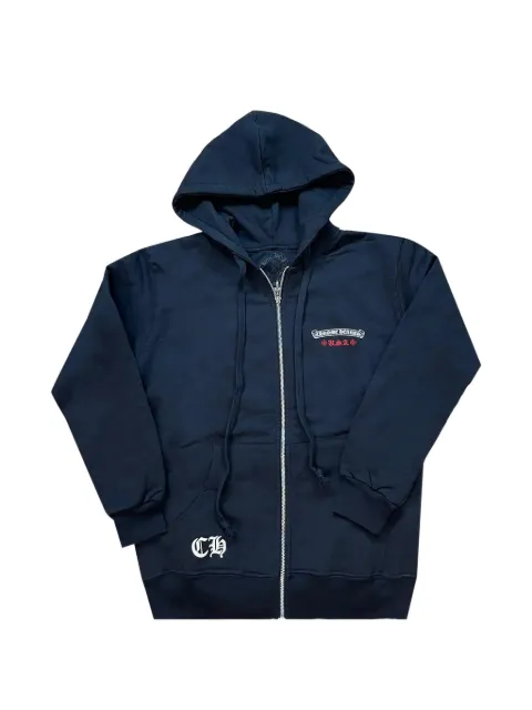 Chrome Hearts American flag-print fleece hoodie Blue CHRM0693