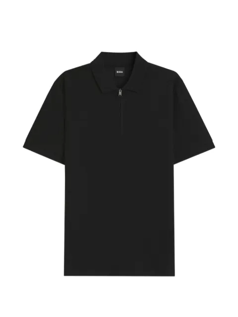 BOSS zip-fastening textured polo shirt Black 50554614