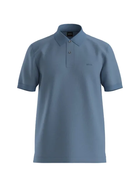 BOSS Pallas polo shirt in cotton piqué with embroidered logo Blue 50553564