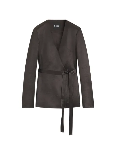 BOSS belted wrap-style jacket Brown 50558325