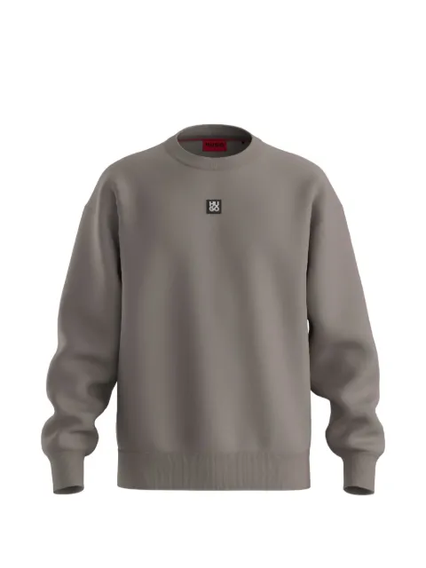 HUGO Dettil crew-neck logo-patch sweatshirt Brown 50533689