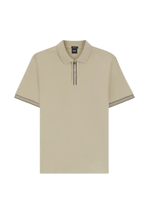 BOSS striped-detail cotton polo shirt Neutrals 50559668