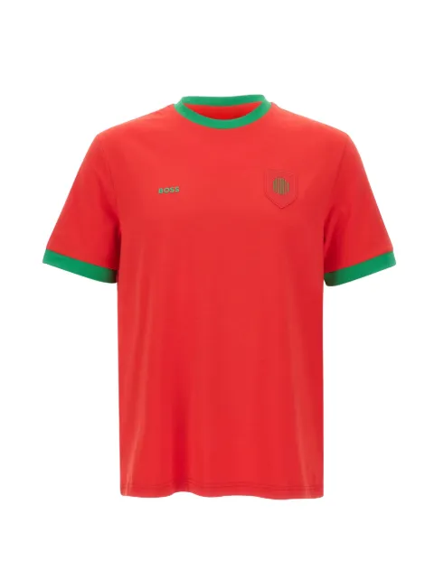 BOSS stretch-cotton T-shirt with country flag and logo Red 50562134