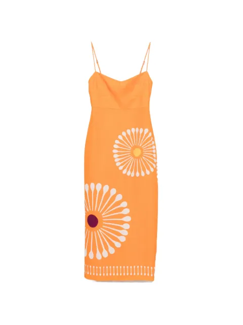 Cala de la Cruz Paloma graphic-print midi dress Orange 25C276