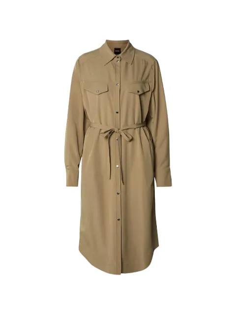 BOSS button-up belted midi dress Neutrals 50551853