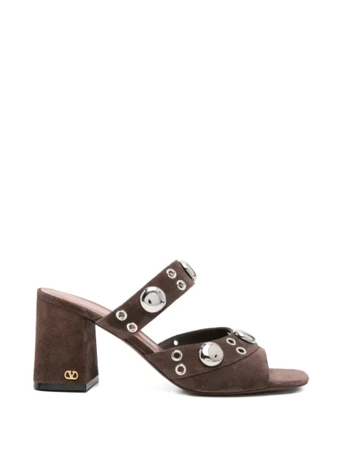 Valentino Garavani Nellcôte slide sandals in split leather 75mm Brown WS0NZ0YTB