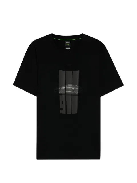 BOSS x Porsche mercerized cotton T-shirt with reflective graphic Black 50559811