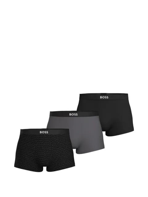 BOSS three-pack of stretch-cotton trunks with logos Black 50549832