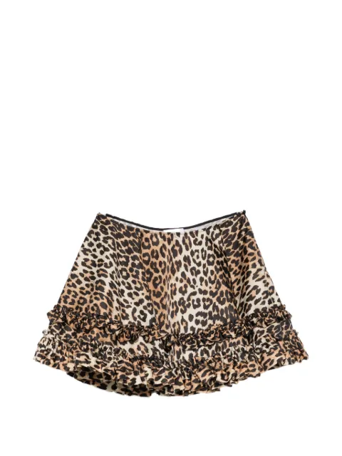GANNI ruffled leopard-print mini skirt Brown A1090087