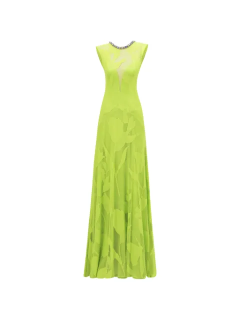 Gemy Maalouf patterned lace maxi dress Green GMR247212LD