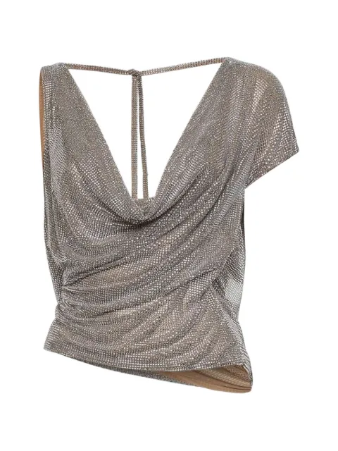Giuseppe Di Morabito draped crystal embellished top Silver 06PSTO394FC1631621